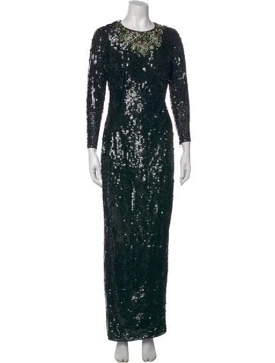 Pre-owned Mac Duggal Crew Neck Long Dress In Black