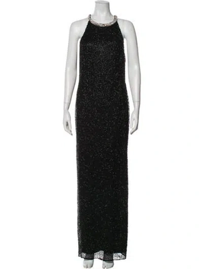 Pre-owned Mac Duggal Crew Neck Long Dress In Black