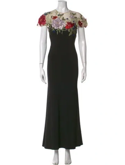 Pre-owned Mac Duggal Crew Neck Long Dress In Black
