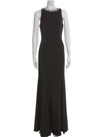 Pre-owned Mac Duggal Crew Neck Long Dress In Black