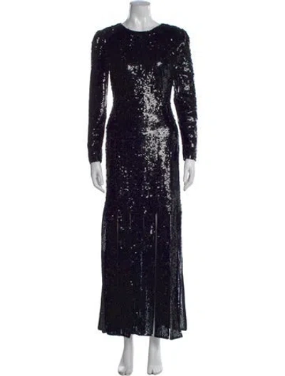 Pre-owned Mac Duggal Crew Neck Long Dress In Black