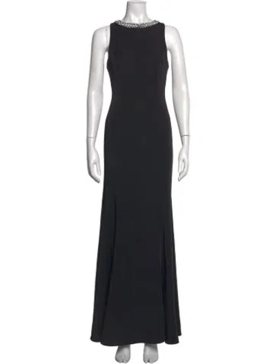 Pre-owned Mac Duggal Crew Neck Long Dress In Black
