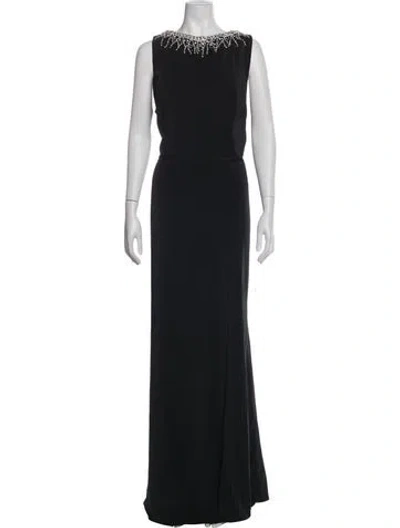 Pre-owned Mac Duggal Crew Neck Long Dress In Black