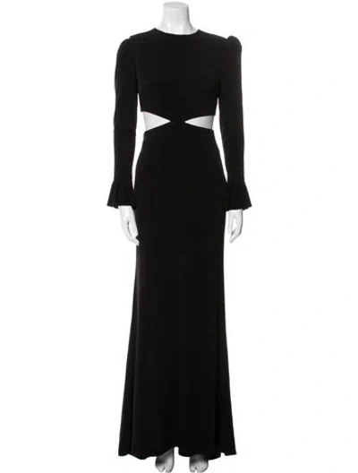 Pre-owned Mac Duggal Crew Neck Long Dress In Black