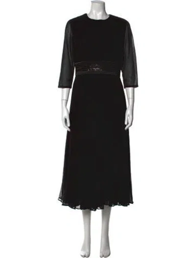 Pre-owned Mac Duggal Crew Neck Long Dress In Black