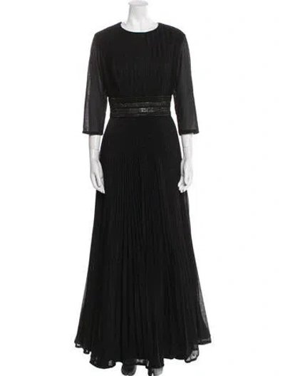 Pre-owned Mac Duggal Crew Neck Long Dress In Blue