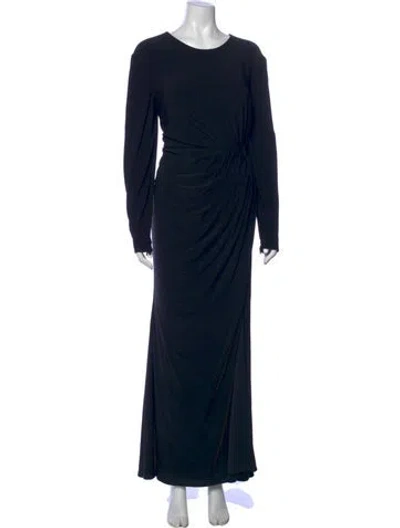 Pre-owned Mac Duggal Crew Neck Long Dress In Blue