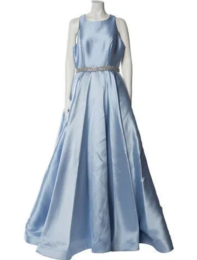 Pre-owned Mac Duggal Crew Neck Long Dress In Blue