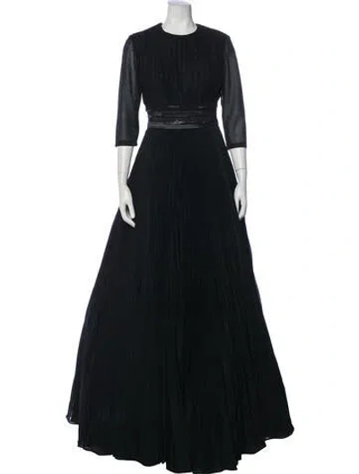 Pre-owned Mac Duggal Crew Neck Long Dress In Blue