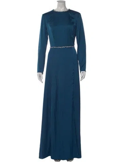 Pre-owned Mac Duggal Crew Neck Long Dress In Blue