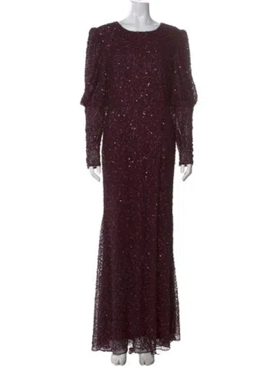 Pre-owned Mac Duggal Crew Neck Long Dress In Burgundy