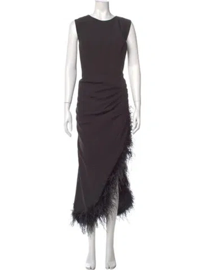 Pre-owned Mac Duggal Crew Neck Long Dress In Gray