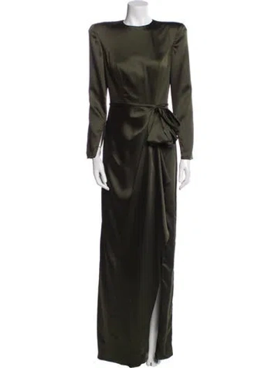 Pre-owned Mac Duggal Crew Neck Long Dress In Green