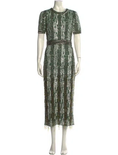 Pre-owned Mac Duggal Crew Neck Long Dress In Green