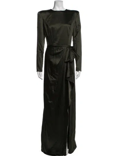 Pre-owned Mac Duggal Crew Neck Long Dress In Green