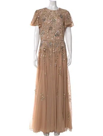 Pre-owned Mac Duggal Crew Neck Long Dress In Neutral