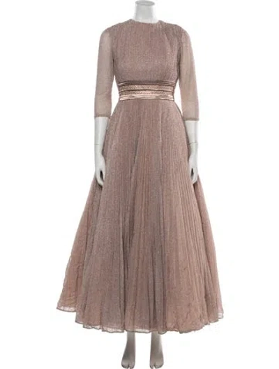 Pre-owned Mac Duggal Crew Neck Long Dress In Neutrals