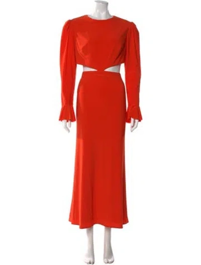 Pre-owned Mac Duggal Crew Neck Long Dress In Orange