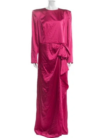 Pre-owned Mac Duggal Crew Neck Long Dress In Pink