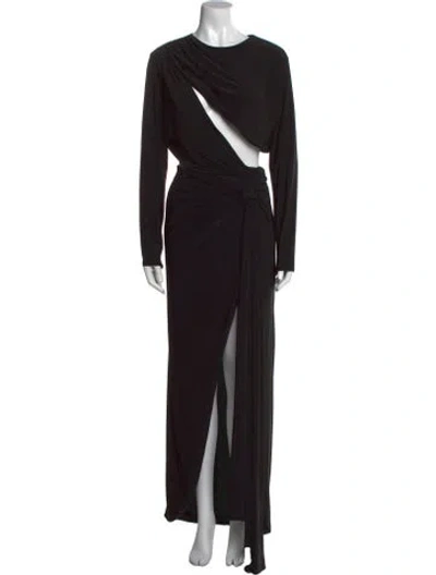 Pre-owned Mac Duggal Crew Neck Long Dress W/ Tags In Black