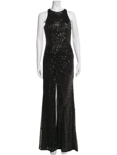 Pre-owned Mac Duggal Crew Neck Long Dress W/ Tags In Black