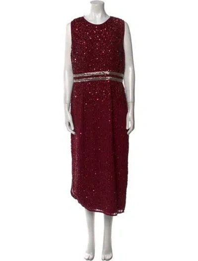 Pre-owned Mac Duggal Crew Neck Long Dress W/ Tags In Burgundy