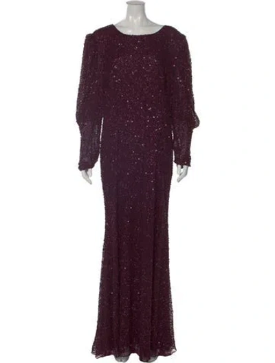 Pre-owned Mac Duggal Crew Neck Long Dress W/ Tags In Burgundy