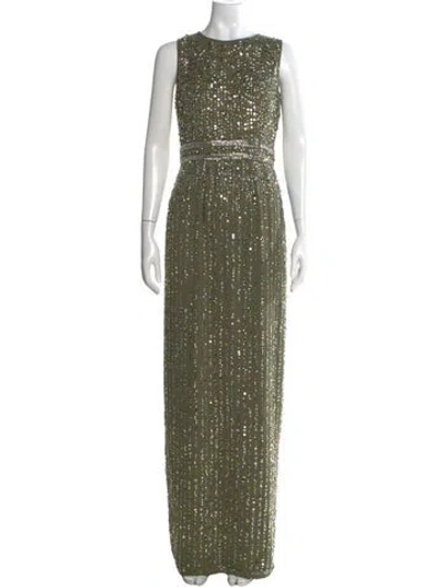 Pre-owned Mac Duggal Crew Neck Long Dress W/ Tags In Green