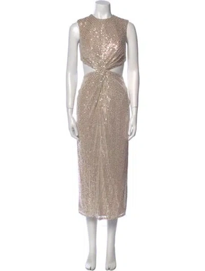 Pre-owned Mac Duggal Crew Neck Long Dress W/ Tags In Neutral