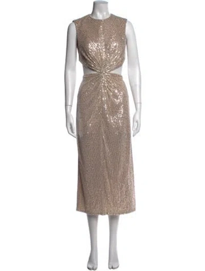 Pre-owned Mac Duggal Crew Neck Long Dress W/ Tags In Neutral