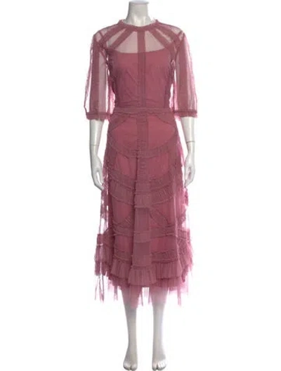 Pre-owned Mac Duggal Crew Neck Long Dress W/ Tags In Pink