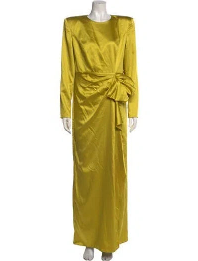 Pre-owned Mac Duggal Crew Neck Long Dress In Yellow