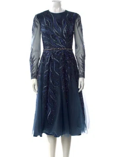 Pre-owned Mac Duggal Crew Neck Midi Length Dress