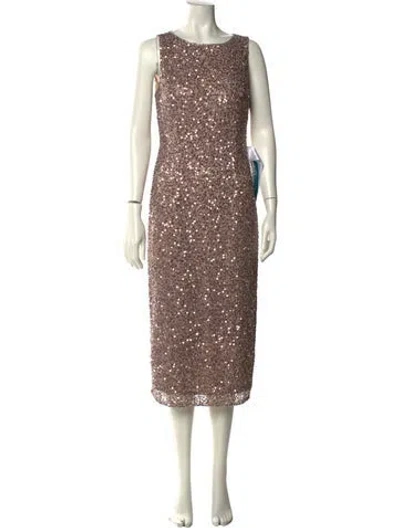Pre-owned Mac Duggal Crew Neck Midi Length Dress In Pink