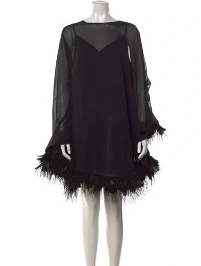 Pre-owned Mac Duggal Crew Neck Mini Dress In Black