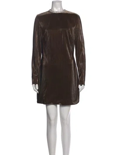 Pre-owned Mac Duggal Crew Neck Mini Dress In Brown