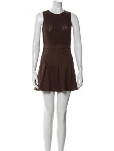 Pre-owned Mac Duggal Crew Neck Mini Dress In Brown