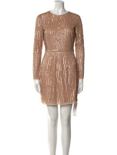 Pre-owned Mac Duggal Crew Neck Mini Dress In Neutral