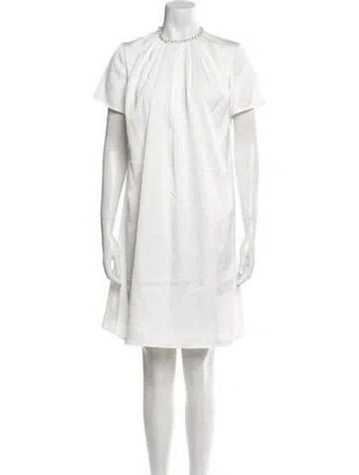Pre-owned Mac Duggal Crew Neck Mini Dress In White