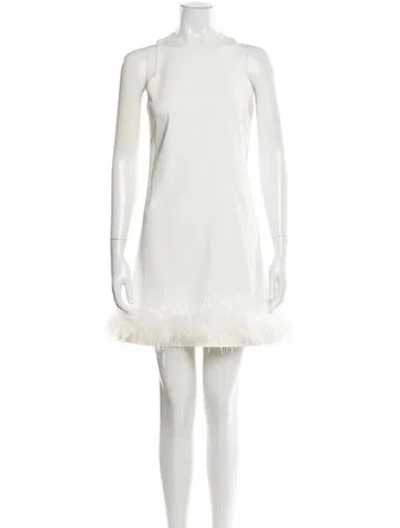 Pre-owned Mac Duggal Crew Neck Mini Dress In White