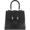 Mac Duggal Women's Medium Crocodile-embossed Leather Top Handle Bag In Black