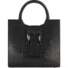 Mac Duggal Crocodile Leather Buckle Detail Medium Tote Bag In Black