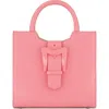 Mac Duggal Crocodile Leather Buckle Detail Medium Tote Bag In Hibiscus