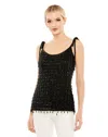 Mac Duggal Crystal Embellished Soft Tie Cami Top In Black