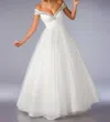 Mac Duggal Crystal Off The Shoulder Gown In White In White