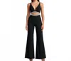 Mac Duggal Crystal Waist Cutout Jumpsuit In Black In Black