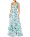 Mac Duggal Chiffon Cut-out Lace-up Back Gowm