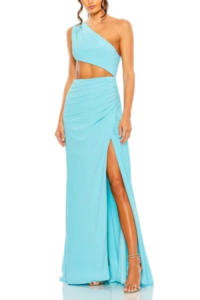 MAC DUGGAL MAC DUGGAL CUT OUT ONE SHOULDER RUCHED BACK GOWN