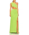 Mac Duggal Cut Out One Shoulder Ruched Back Gown In Spring Green
