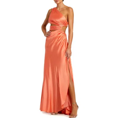 MAC DUGGAL MAC DUGGAL CUT OUT ONE SHOULDER SATIN GOWN